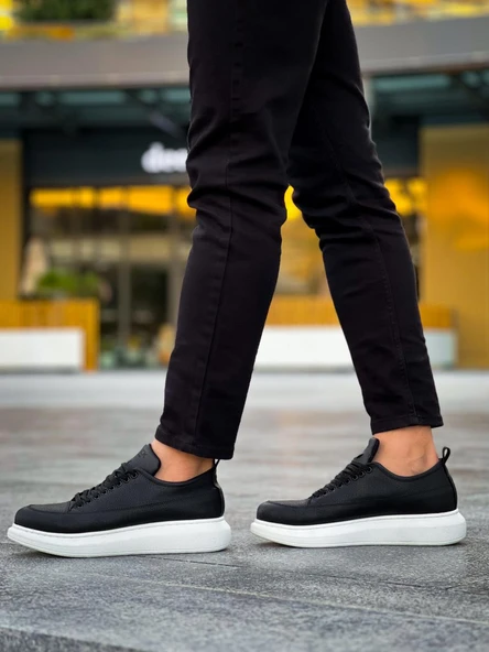 Günlük Ayakkabı Siyah (Beyaz Taban) - Resim 5