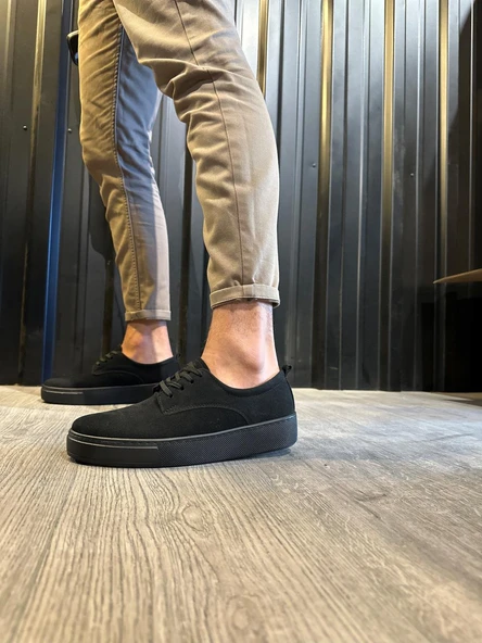 Günlük Ayakkabı Siyah Süet (Siyah Taban) - Resim 2