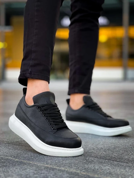 Günlük Ayakkabı Siyah (Beyaz Taban) - Resim 4