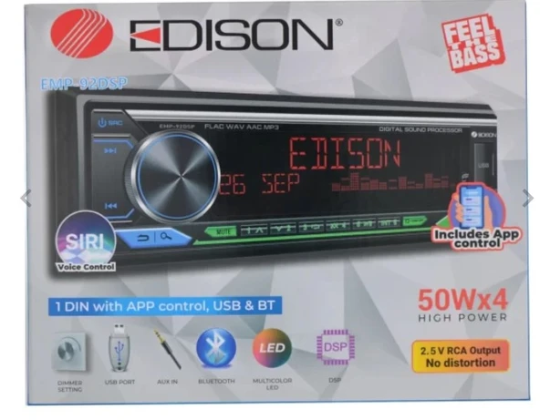 Edison EMP-94DSP 3 Anfi Çıkışlı +Usb+Dsp+Bluetooth+Multicolor+FM+Aux+4x50 Watt Oto Teyp - 1