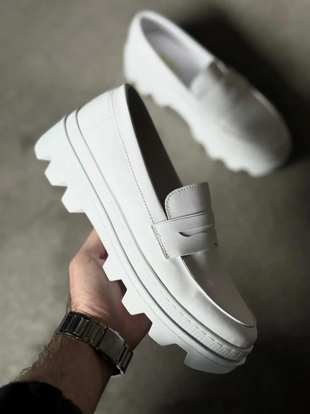 Yüksek Taban Klasik Ayakkabı Beyaz - Resim 6