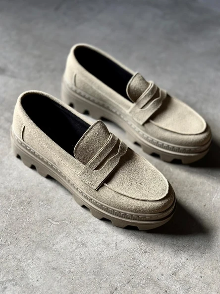 Yüksek Taban Klasik Ayakkabı Vizon Süet - Resim 6