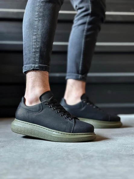 Yüksek Taban Günlük Ayakkabı Tırtıklı Siyah - Resim 4