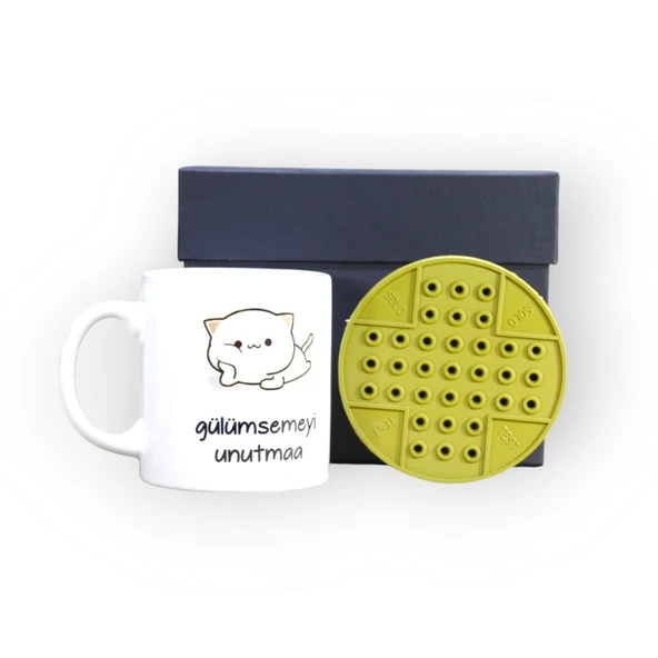 Geçmişe Açılan Siyah Hediye Kutusu ve Gülümsemeyi Unutma Baskılı Kupa Bardak - 3