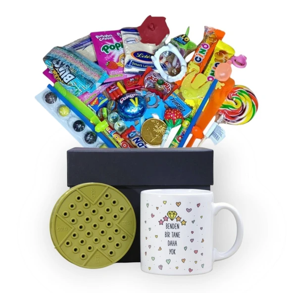 Anılarla Dolu Siyah Hediye Kutusu ve Benden Bir Tane Daha Yok Yazılı Kupa Bardak - 2