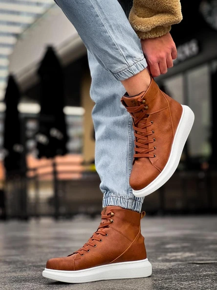 Yüksek Taban Ayakkabı Taba - Resim 3