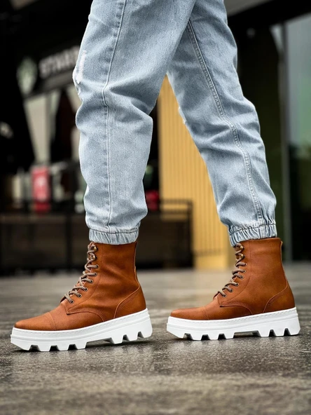 Yüksek Taban Ayakkabı Taba - Resim 4