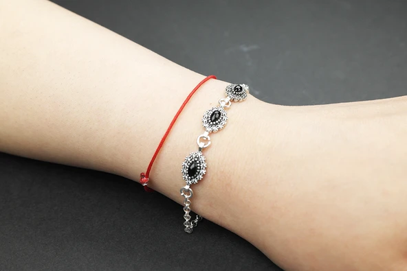 Duru 925 Ayar Oltu Taşlı Gümüş Bileklik - 2