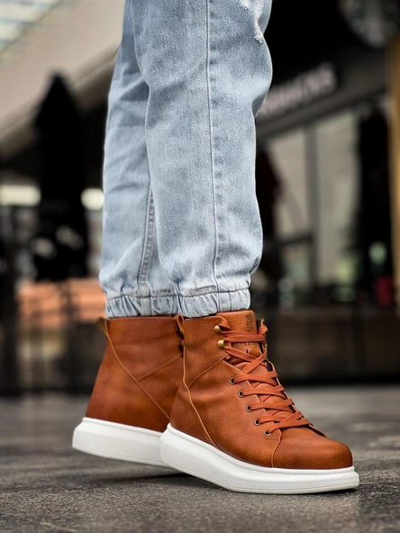 Yüksek Taban Ayakkabı Taba - Resim 4