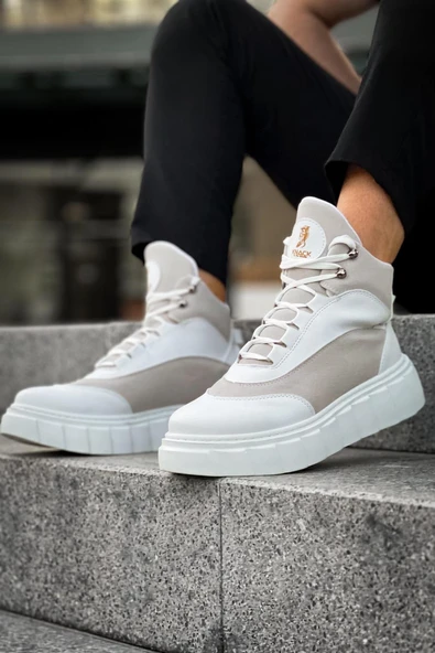 Yüksek Taban Bot Beyaz - Resim 4