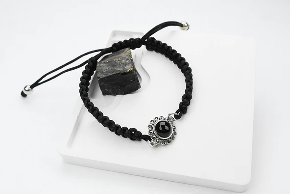 GONCA OLTU TAŞI GÜMÜŞ ÇERÇEVE AYARLANABİLİR BİLEKLİK