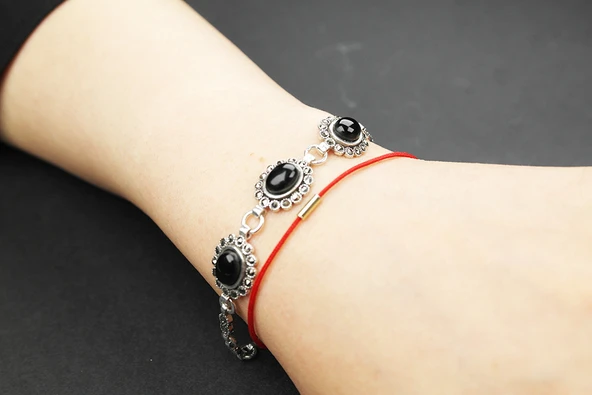 Zırh 925 Ayar Oltu Taşlı Gümüş Bileklik - 2