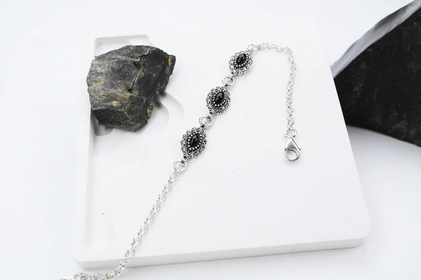 Duru 925 Ayar Oltu Taşlı Gümüş Bileklik