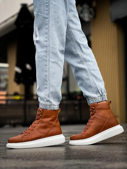 Yüksek Taban Ayakkabı Taba - Resim 5