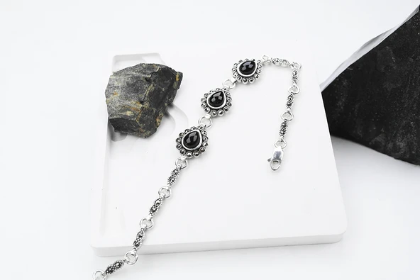 Ayça 925 Ayar Oltu Taşlı Gümüş Bileklik