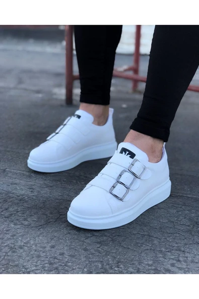 Beyaz Tokalı Kalın Taban Erkek Ayakkabı ürün görseli