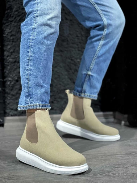 Yüksek Taban Ayakkabı Vizon Süet - Resim 3