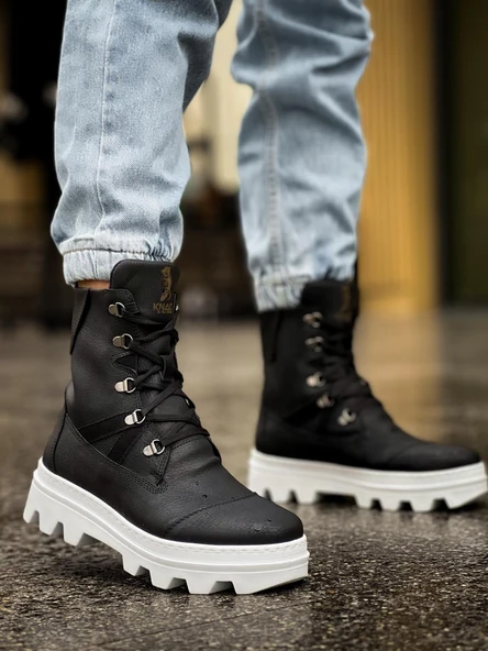 Erkek Spor Bot B Siyah (Beyaz Taban) - Resim 2