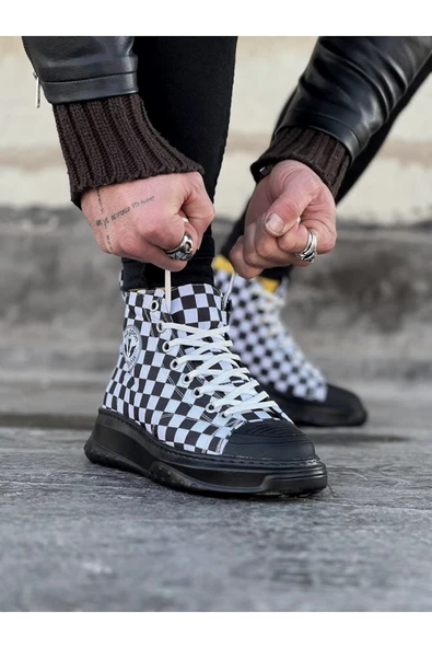 Damalı Erkek Yarım Bilek Casual Ayakkabı - Resim 2