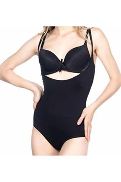 Siyah Açık Göğüs Çıtçıtlı Dikişsiz Korse ürün görseli