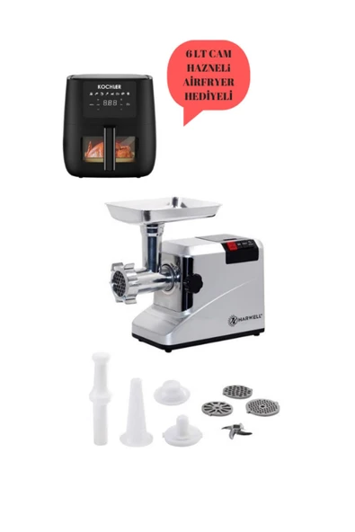 Harwell Strong Et Kıyma Makinesi 2600 W Full Metal Dişli - Kochler 6 LT Airfryer Sıcak Hava Fritözü ürün görseli