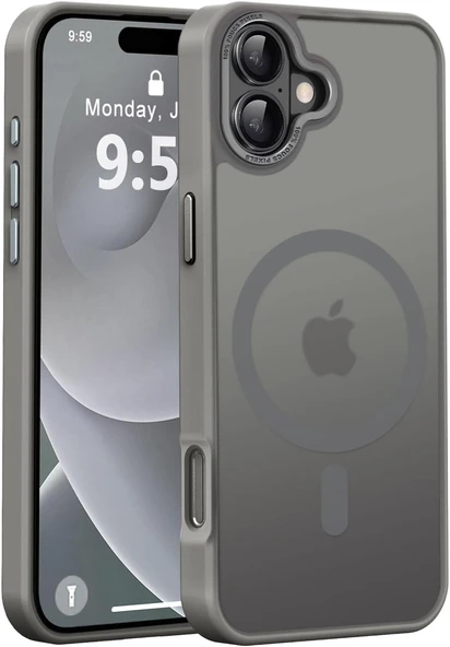 iPhone 16 Uyumlu Kamera Korumalı Magsafe Wireless Şarj Özellikli Mat Silikon Kılıf - 8