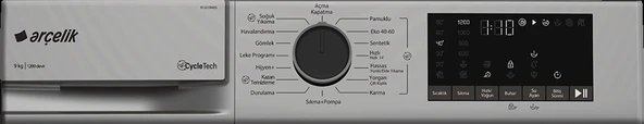Arçelik 9120 DMXS 1200 Devir 9 Kg Çamaşır Makinesi - 4