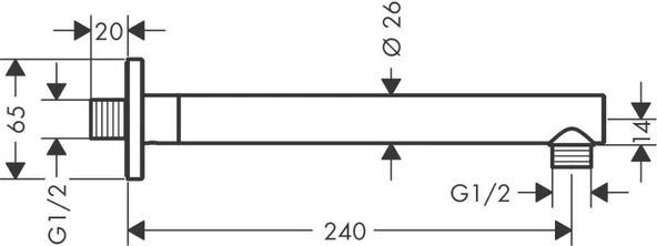 Hansgrohe Vernis Shape 240MM Krom Duş Dirseği - 2