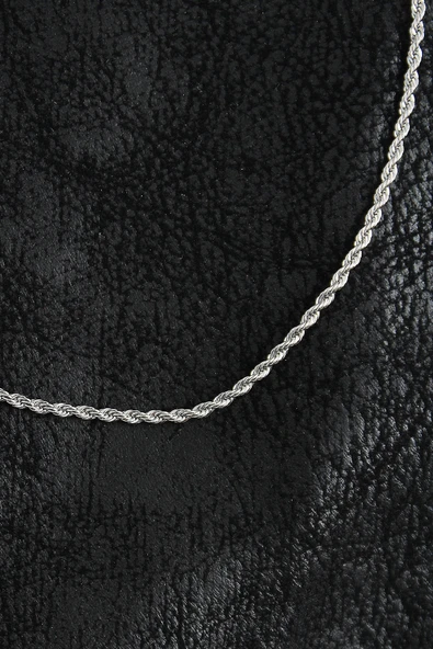 316L Çelik Halat Zincir Model Gümüş Renk Erkek Kolye - 2