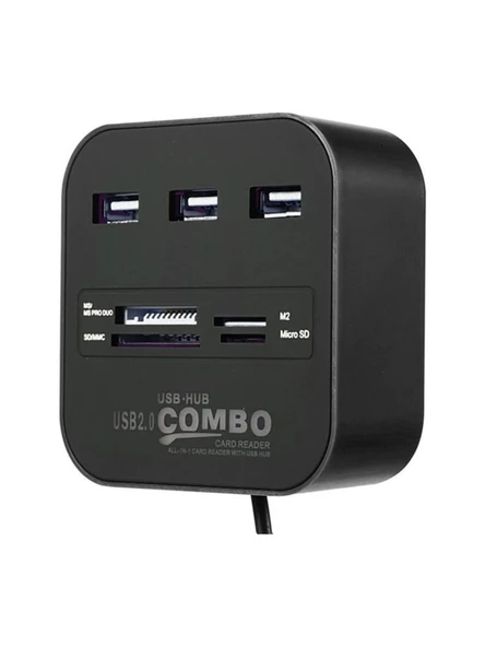 Concord 3 Port USB 2.0 Hub - USB Çoklayıcı + USB Kart Okuyucu C-847 ürün görseli 1
