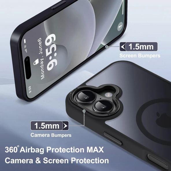 iPhone 16 Uyumlu Kamera Korumalı Magsafe Wireless Şarj Özellikli Mat Silikon Kılıf - 6