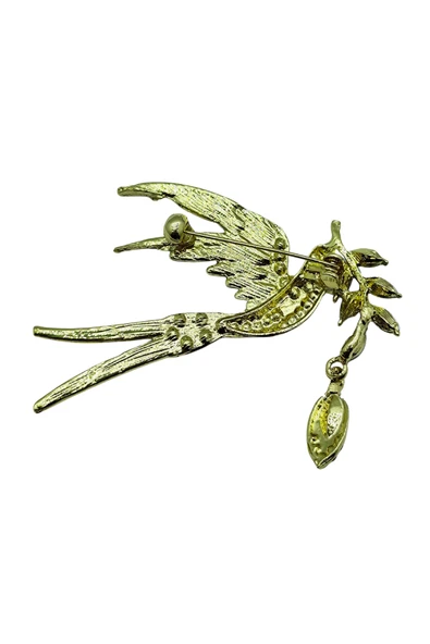 Zümrüt Zeytin Dalı Kuşu Broş - Resim 5