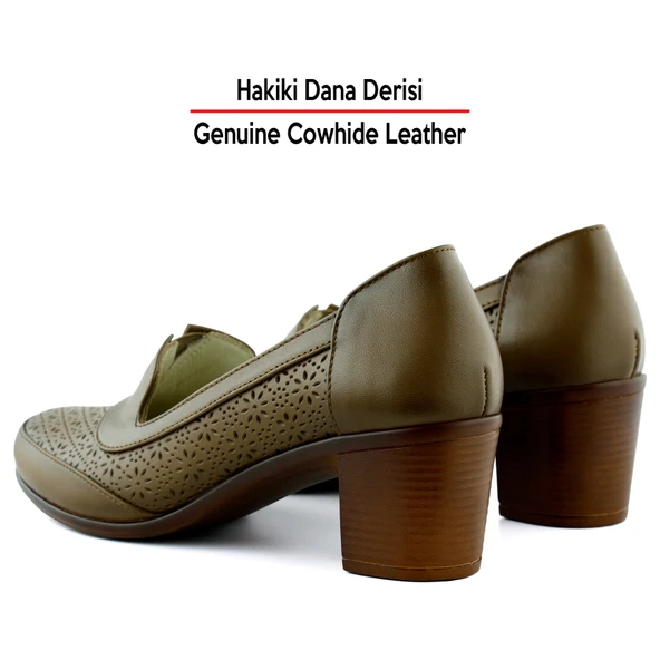 Erkan Saçmacı Madre Kahverengi Hakiki Dana Derisi Vintage Kalın Topuklu Günlük Klasik Ayakkabı - 5