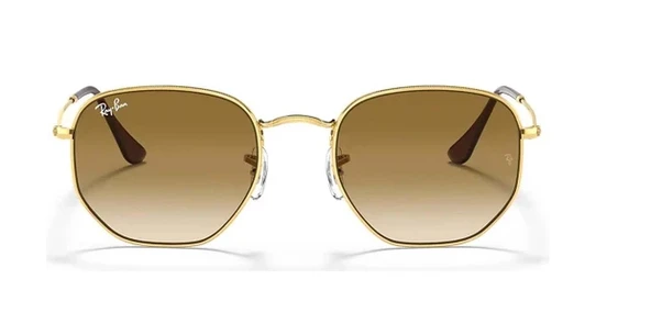 Ray-Ban Hexagonal 3548 001/51 Gold-Light Brown Güneş Gözlüğü - Resim 2
