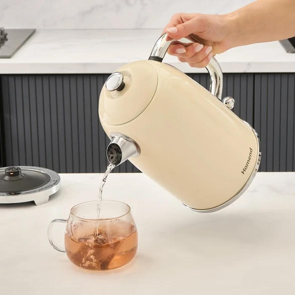 Homend Vintage Heatrow 1627H Kettle Su Isıtıcısı 2200W Krem - 4