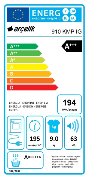 Arçelik 900 KMP IG 9 Kg A++ Kurutma Makinesi - 6