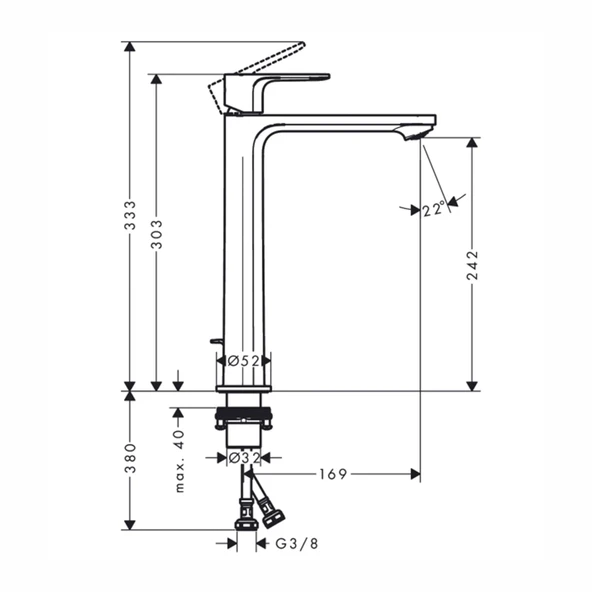 Hansgrohe Rebris E Lavabo Bataryası ComfortZone 240 - 3