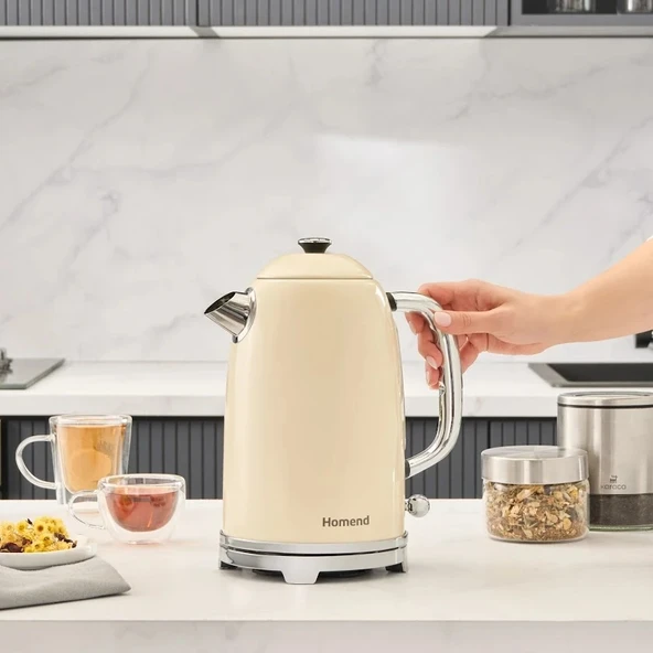 Homend Vintage Heatrow 1627H Kettle Su Isıtıcısı 2200W Krem - 2