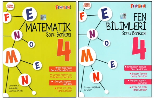 FENOMEN 4. SINIF MATEMATİK+FEN BİLİMLERİ SORU BANKASI ( 2 KİTAP)