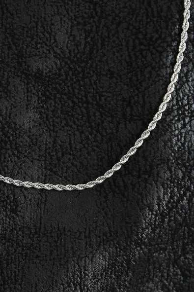 Halat Zincir Model Gümüş Renk Erkek Kolye - EBJ250705W36397 - Resim 2