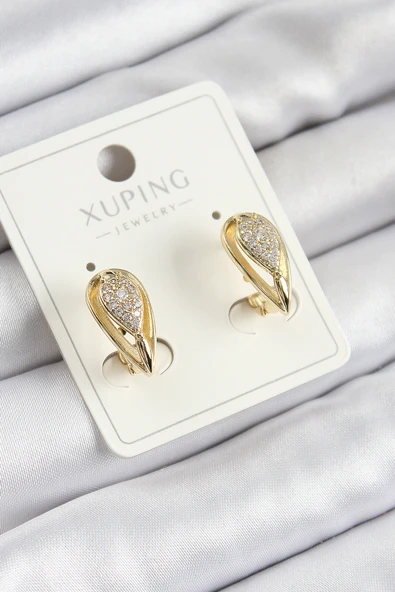 Xuping Zirkon Taşlı Damla Model Gold Renk Kadın Küpe - EBJ250705W36318 ürün görseli