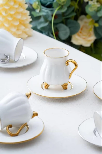 Acar Felix 6 Kişilik Kahve Fincanı Takımı Altın - 90 ml SCT-06174