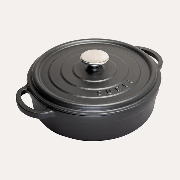 SÜREL DÖKÜM 28 CM SIĞ YUVARLAK TENCERE MAT SİYAH