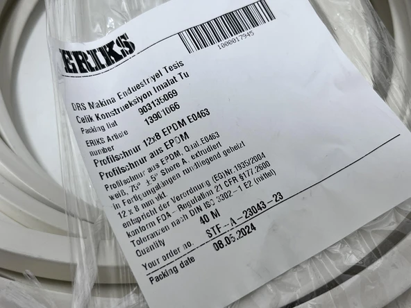 Eriks Gıda Uyumlu EPDM Kare Profil Conta 12x8 mm 40 Metre - 4
