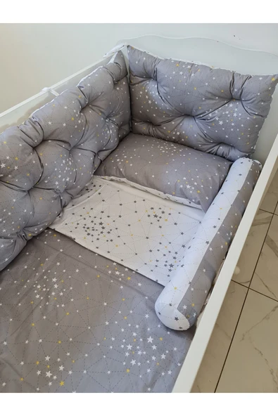 80x140 Beşik Uyumlu 4 Parça Beşik Kenar Koruma Takımı – %100 Pamuk – Yıkanabilir - 2