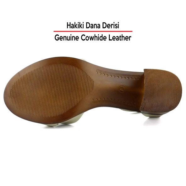 Erkan Saçmacı Mila Vizon Hakiki Dana Derisi Burma Model Kalın Topuklu Rahat Sandalet - 6