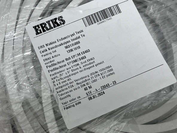 Eriks Gıda Uyumlu EPDM Kare Profil Conta 8x8 mm 40 Metre - Resim 4