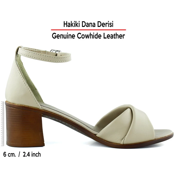 Erkan Saçmacı Mila Vizon Hakiki Dana Derisi Burma Model Kalın Topuklu Rahat Sandalet - 2