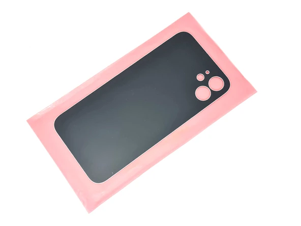 Tkgz - iPhone 12 Arka Pil Batarya Kapağı - Cam kapak Geniş Lens Deliği - SİYAH - Resim 2