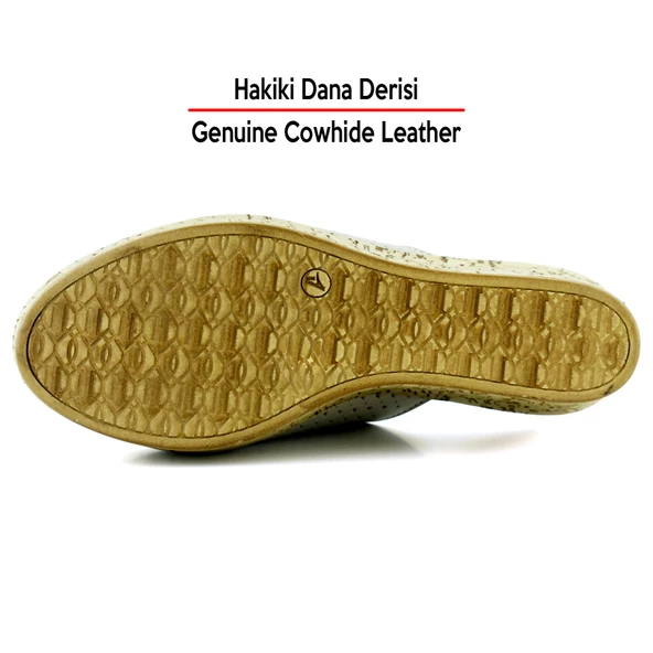 Erkan Saçmacı Aria Vizon Hakiki Dana Derisi Önü Kapalı Mantar Taban Görünümlü Dolgu Topuklu Terlik - 6